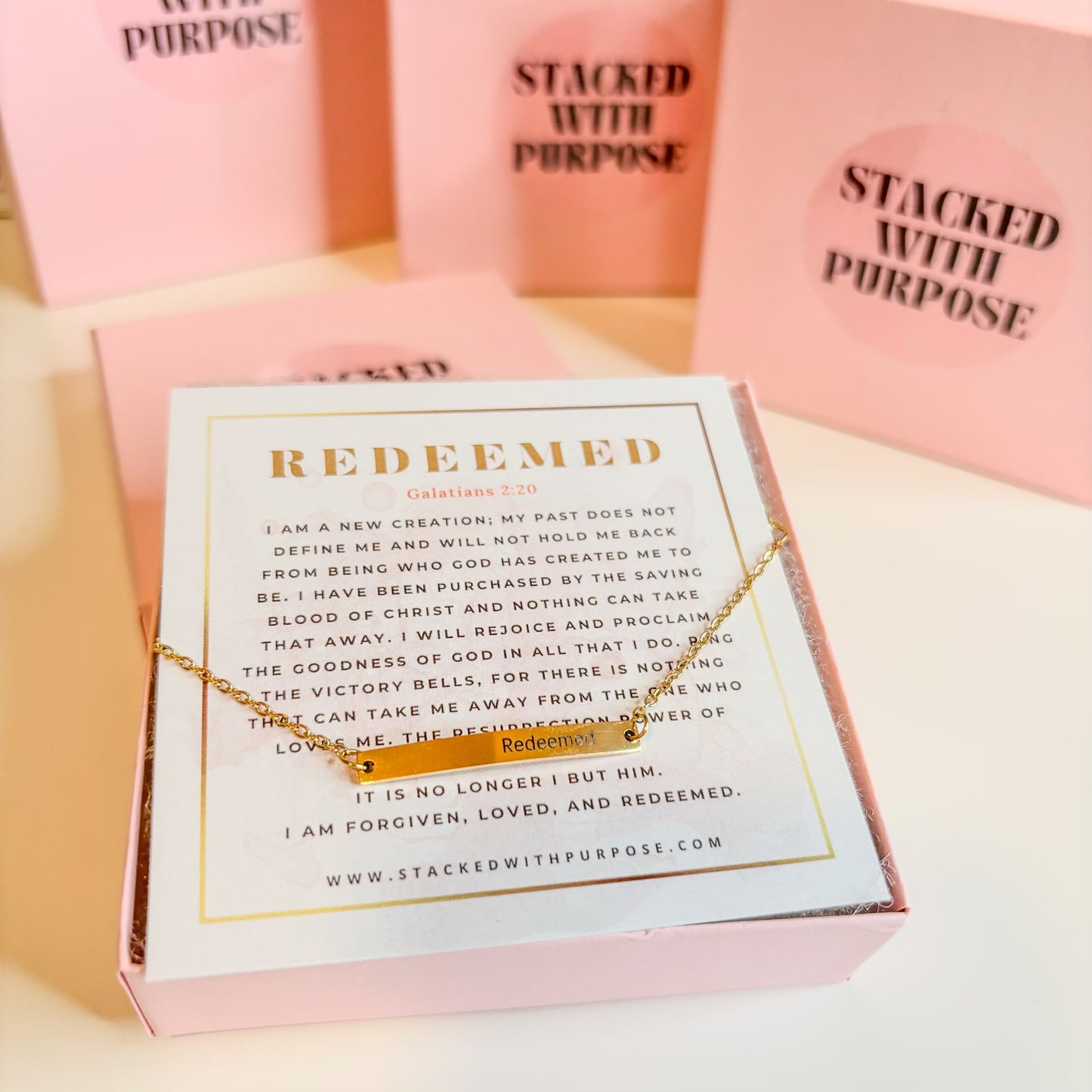 Redeemed | Engraved Bar Chain Bracelet