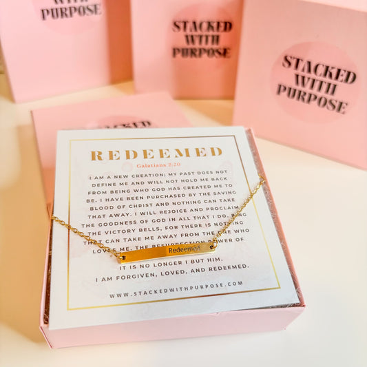 Redeemed | Engraved Bar Chain Bracelet