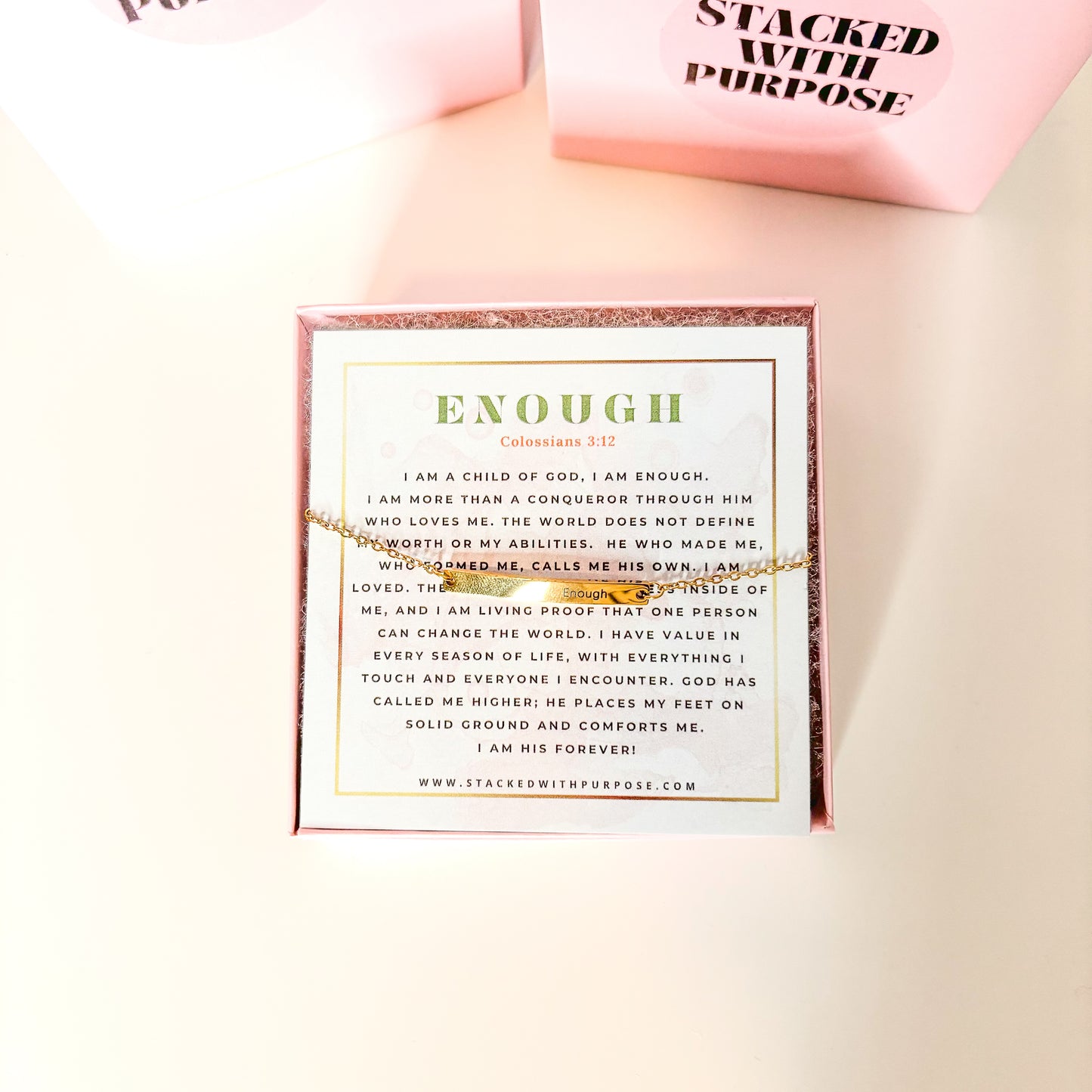 Enough | Engraved Bar Chain Bracelet
