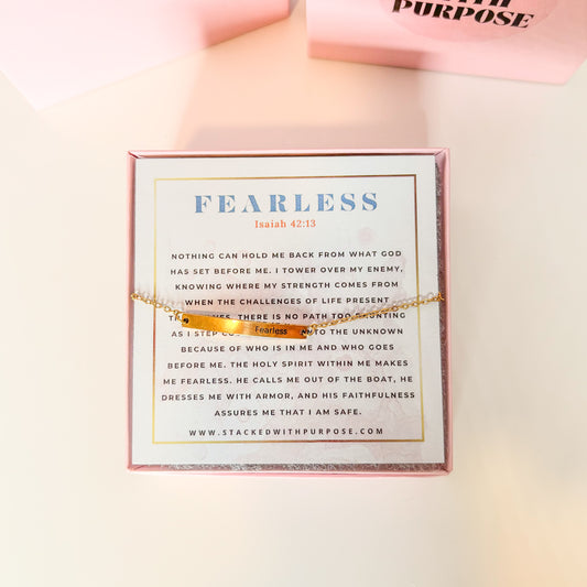 Fearless | Engraved Bar Chain Bracelet