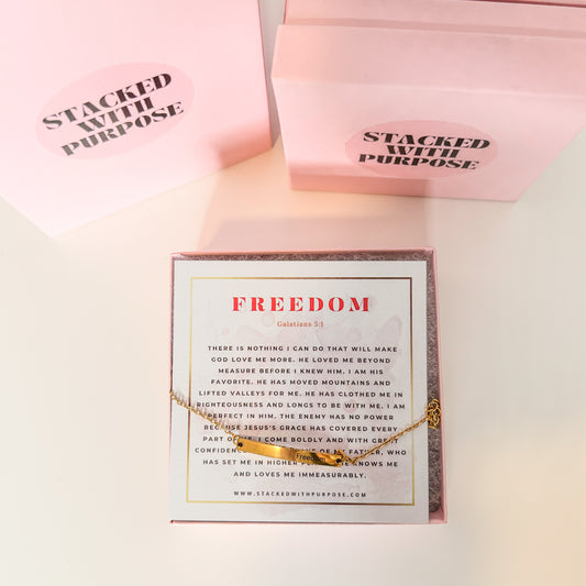 Freedom | Engraved Bar Chain Bracelet