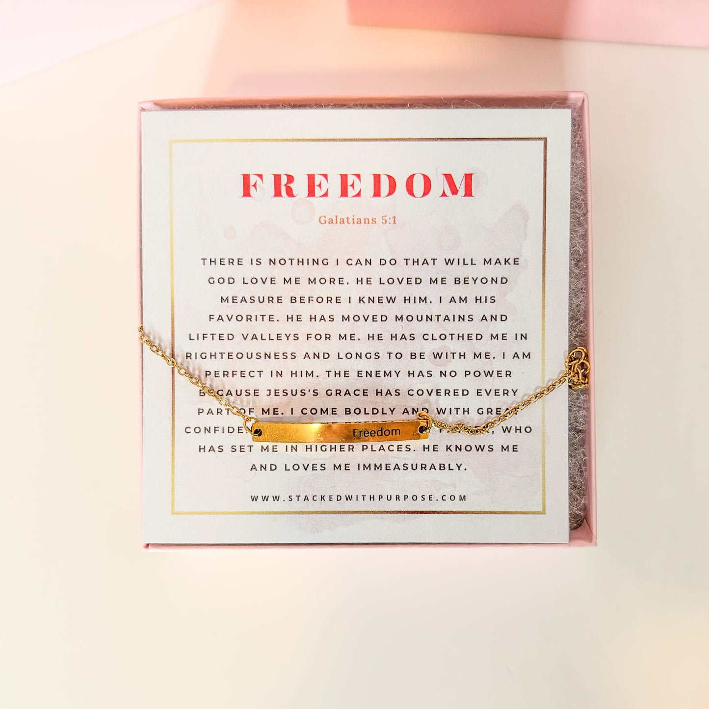 Freedom | Engraved Bar Chain Bracelet