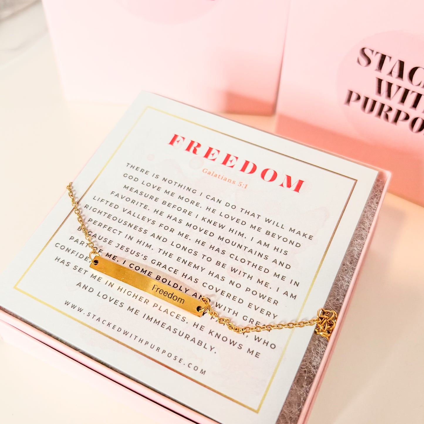Freedom | Engraved Bar Chain Bracelet