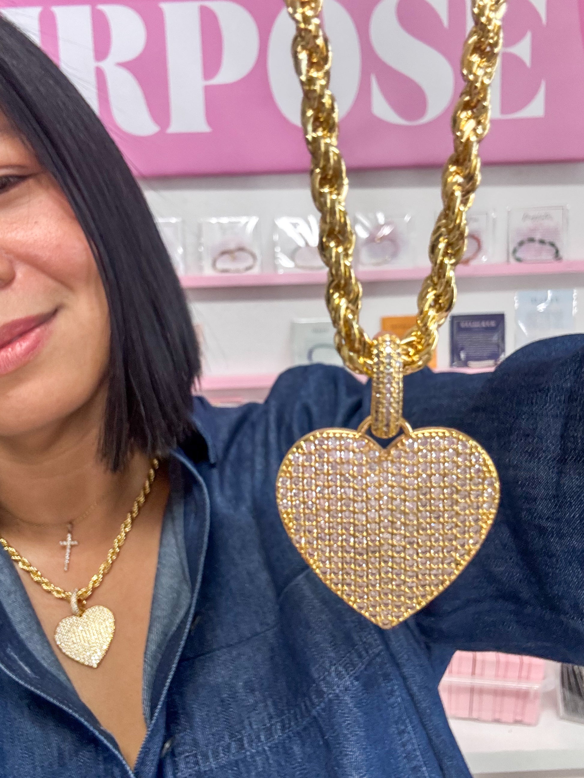 18K gold-plated heart necklace with prophetic meaning and declaration card inspired by lev