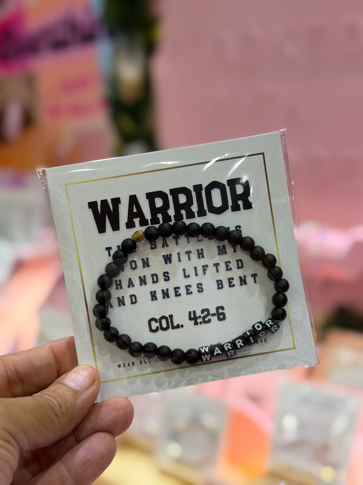 Warrior men's Christian bracelet on wrist, Stacked With Purpose