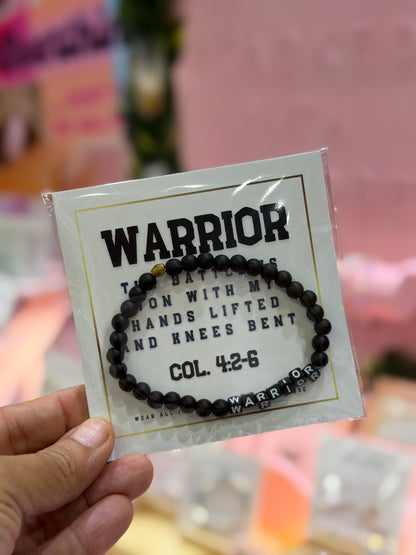 Warrior men's Christian bracelet on wrist, Stacked With Purpose