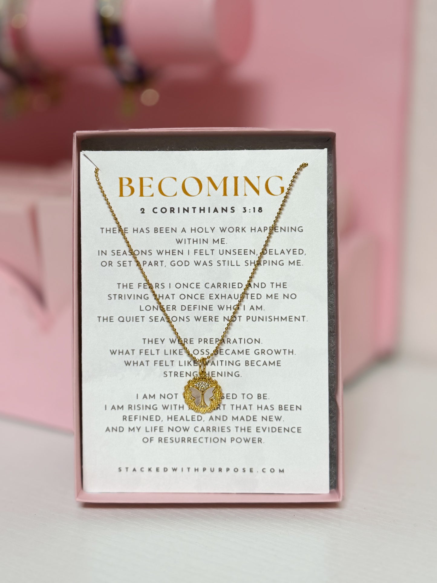 Becoming Butterfly Heart Necklace