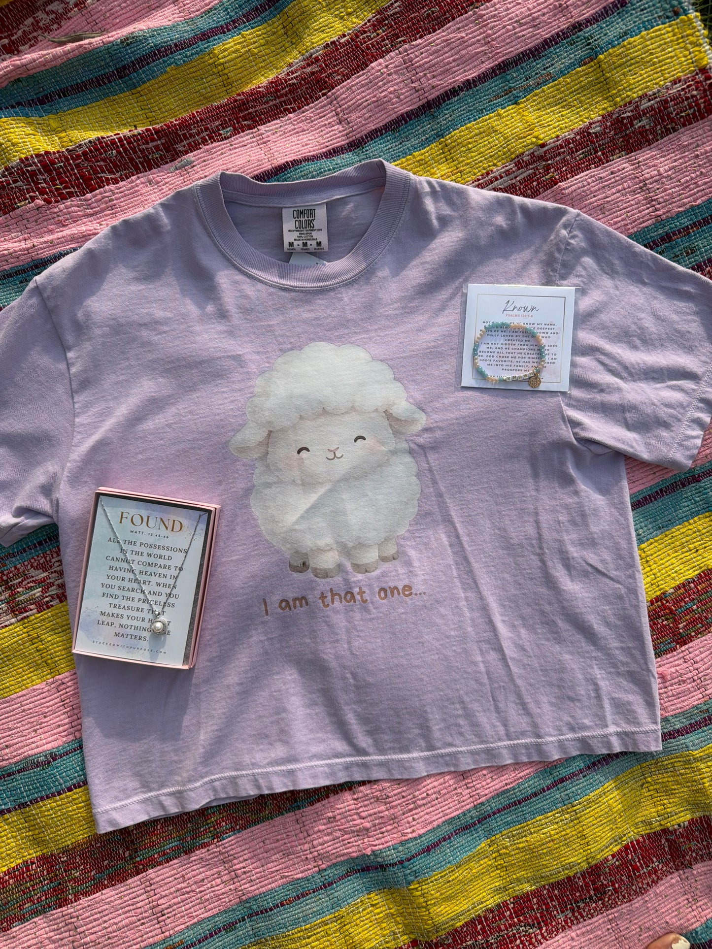The One Box | He Leaves the 99 Faith Based Gift Box | Christian Gift Set with Jewelry, “I Am That One” Tee & Personalized Word in Due Season
