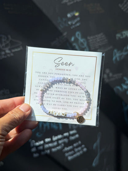 SEEN Genesis 16:13 black beaded word bracelet
