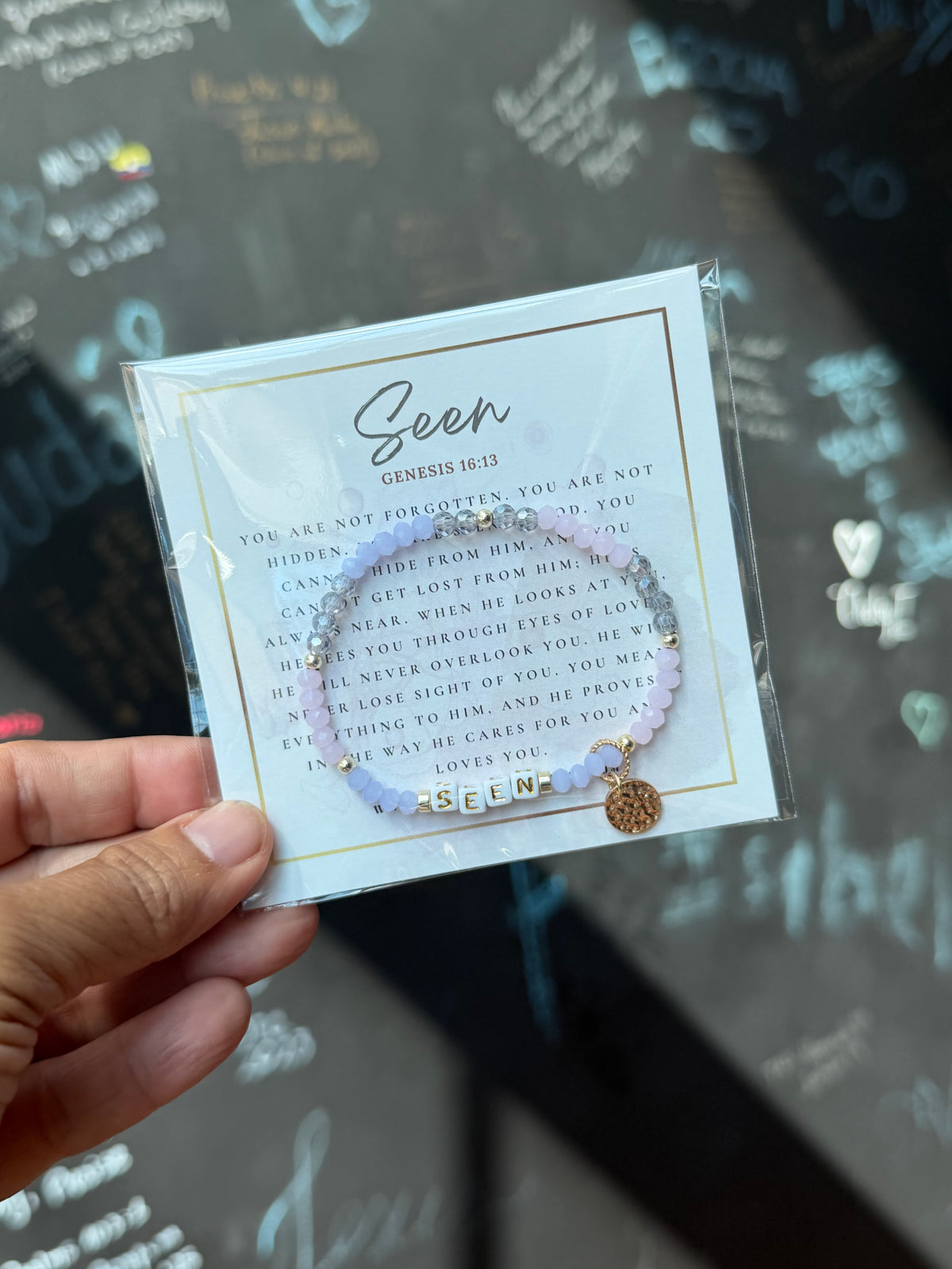 SEEN Christian beaded bracelet with Declaration Card