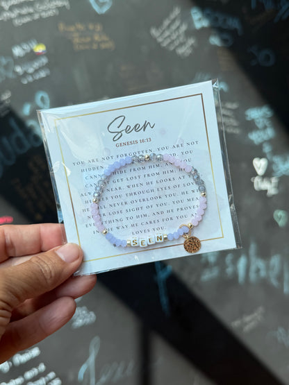 SEEN Christian beaded bracelet with Declaration Card