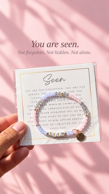 SEEN scripture bracelet, handmade gift for her