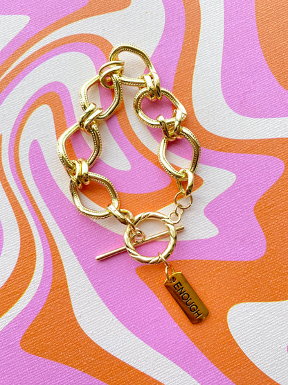 Chunky Gold Toggle Word Bracelet