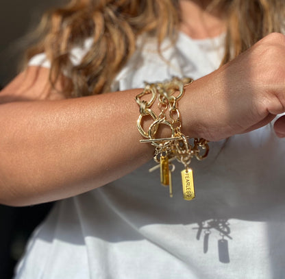 Chunky Gold Toggle Word Bracelet