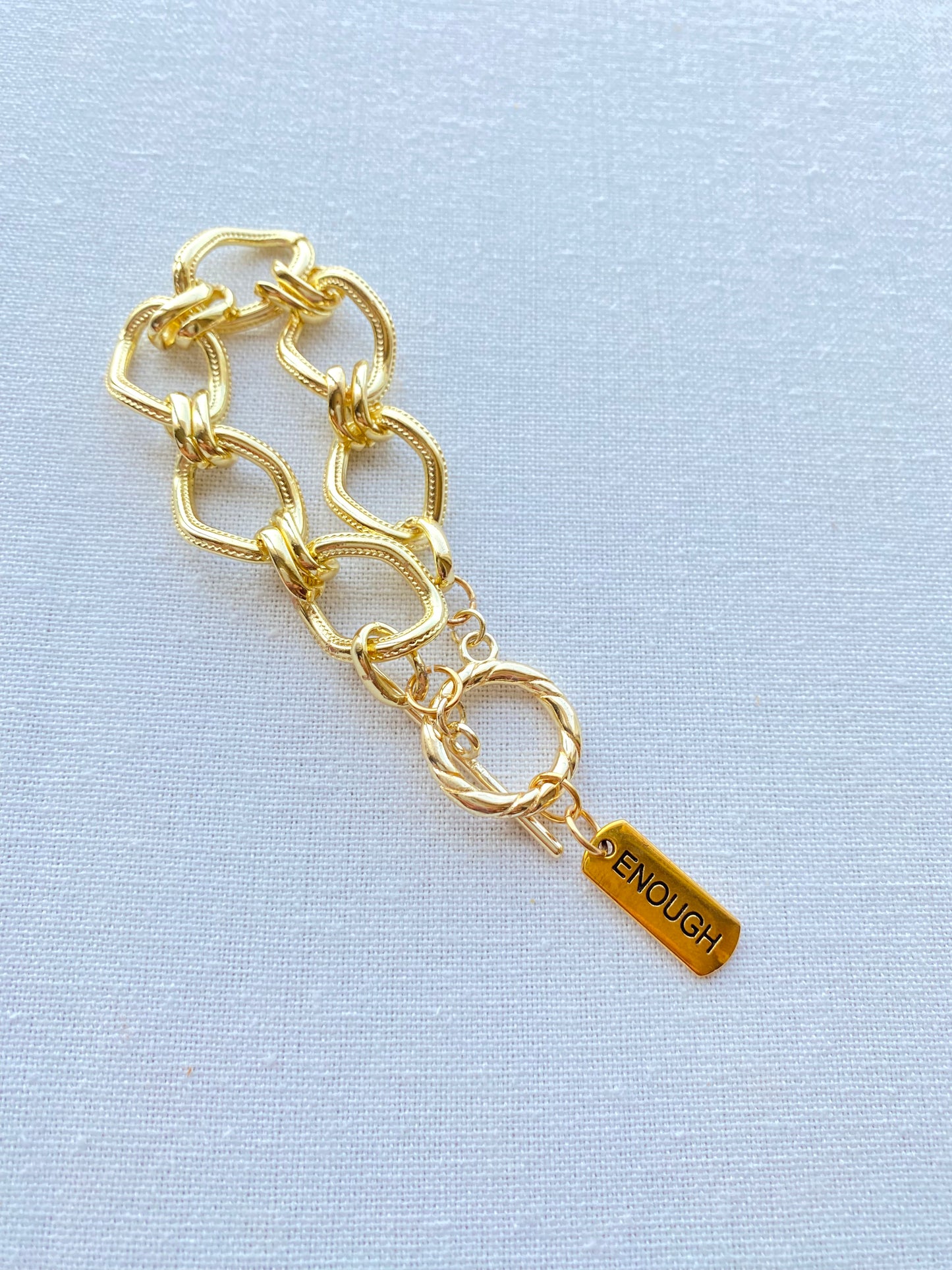 Chunky Gold Toggle Word Bracelet